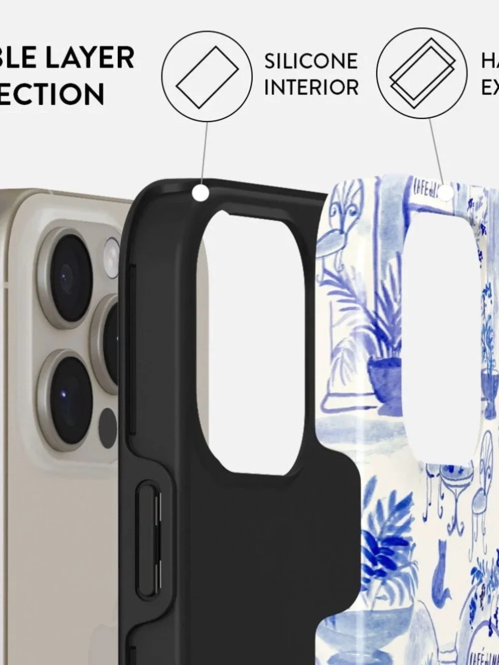 Burga Sobremesa I Phone 16 Pro Blue Toile Café Phone Case Magsafe EUC